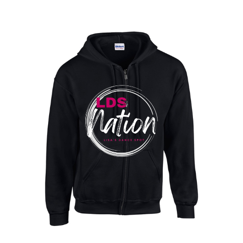 2025 LDS NATION Zip UP Hoodie - Black-Sports - Grey