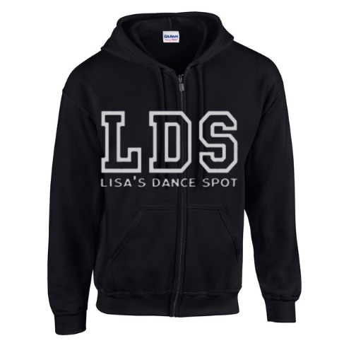 2025 LDS Zip UP Hoodie Double Outline - Black-Sports Grey