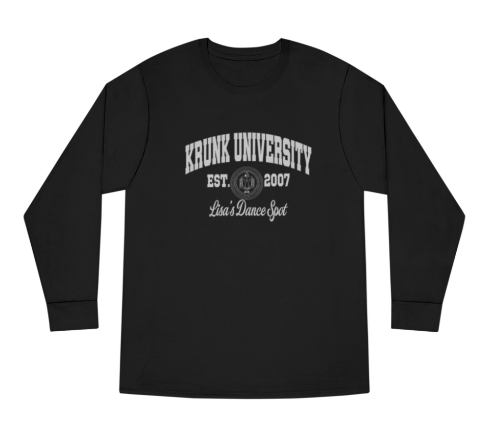 2026 LDS KRUNK UNIVERSITY Long Sleeve Tee w/Krunk Univ in Silver with white logo (NO NAME ON BACK)