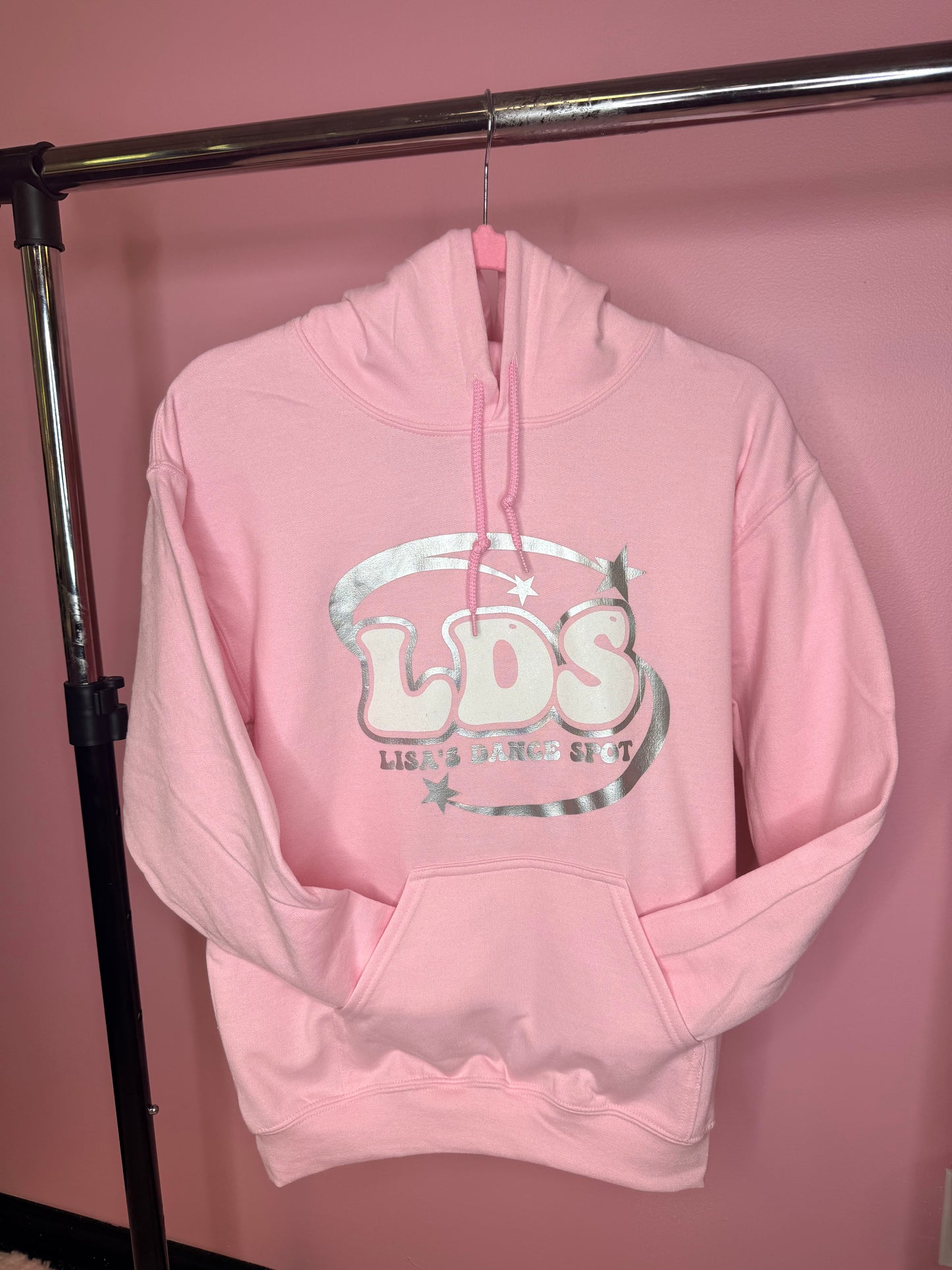 LDS Pink Snowball Hoodie Sweatshirt Metallic with LDS GLITTER