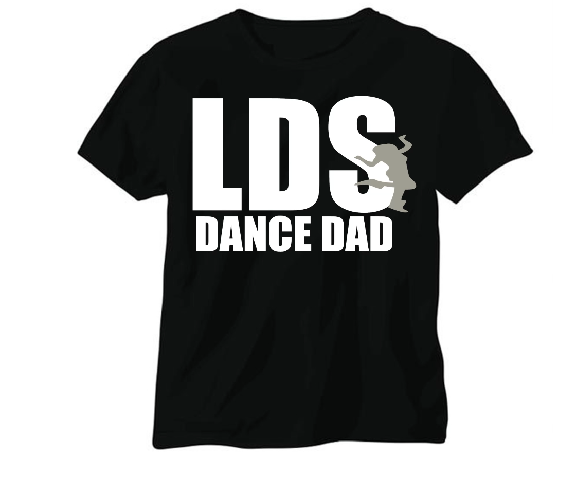 LDS Dance Dad Short Sleeve Tee Black with White and Silver Lady