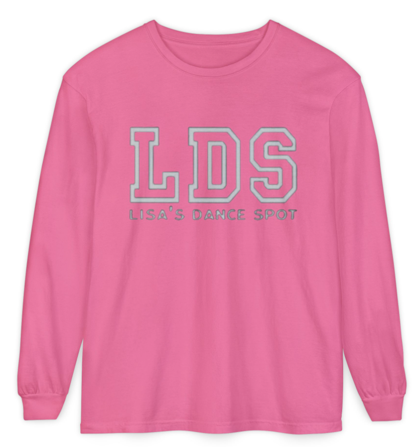 2025 LDS Long Sleeve Tee METALLIC  Double Outline - Black-White-LDS Pink-Sports Grey