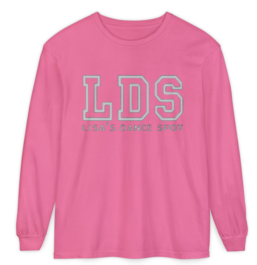 2025 LDS Sweatshirt  METALLIC Double Outline - White - Black - Sports Grey-LDS Pink