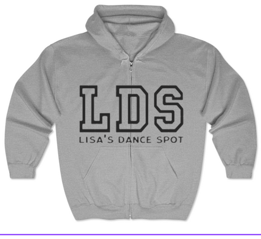 2025 LDS Zip UP Hoodie Double Outline - Black-Sports Grey