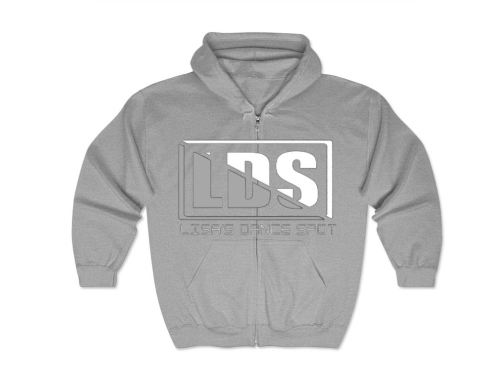 LDS Zip UP Hoodie Metallic Silver or Black with White or Black-Sports Grey