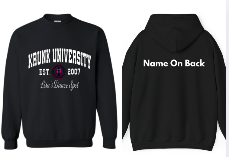 2026 LDS KRUNK UNIVERSITY HOODIE - KRUNK UNIV.  in Glitter White with Name On Sleeve