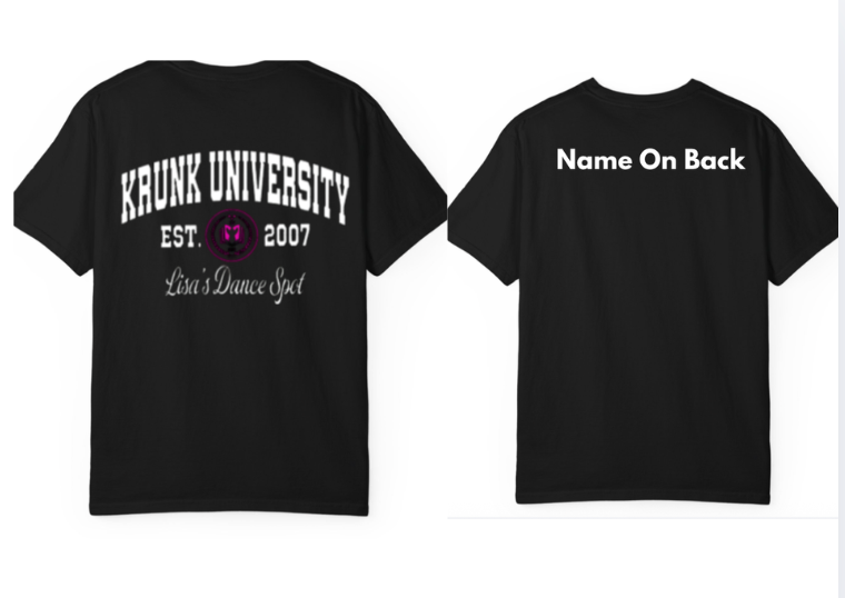 LDS 2026 KRUNK UNIVERSITY Tee - Krunk Univ in Glitter White (With Name On Back)