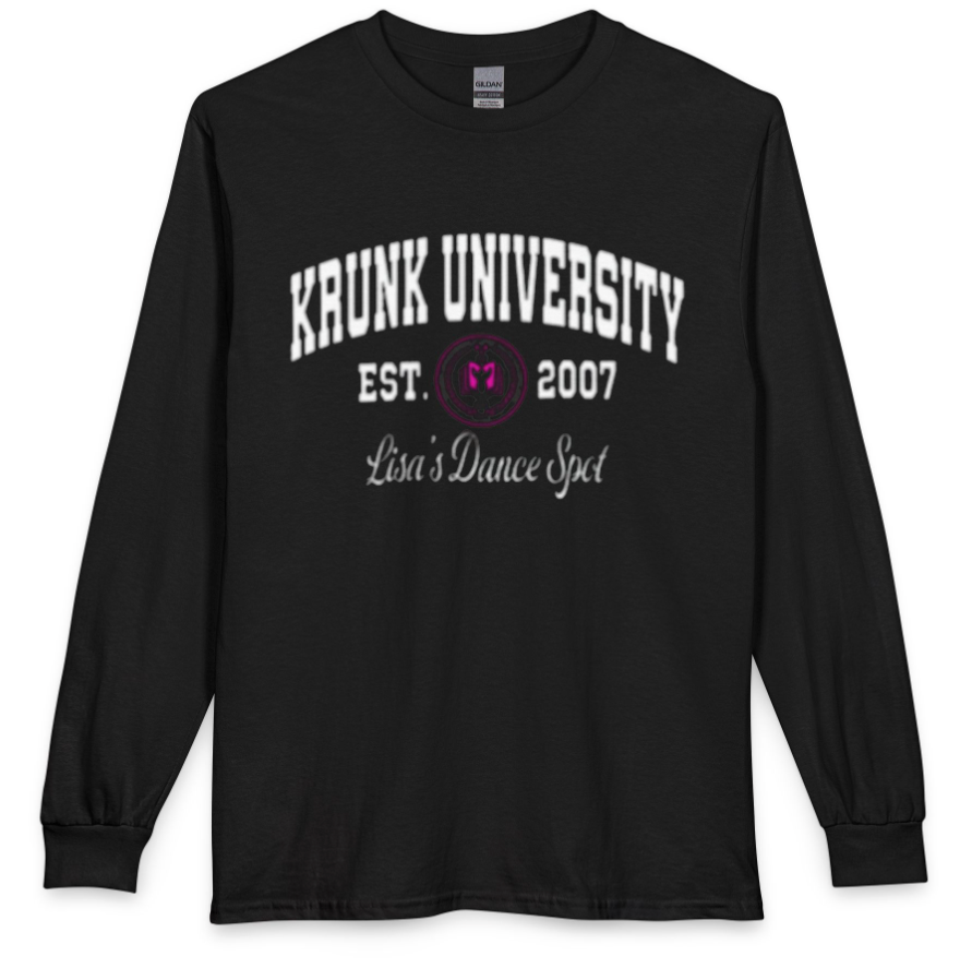 2026 LDS KRUNK UNIVERSITY Long Sleeve Tee w/ Krunk Univ. in Glitter White (NO NAME ON BACK)