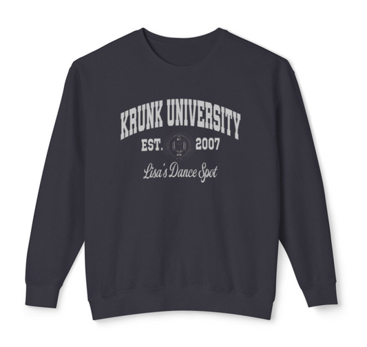 2026 LDS KRUNK UNIV. CREWNECK  SWEATSHIRT w/Krunk Univ in Silver with white logo (No Name On back )