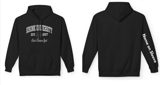 2026 LDS KRUNK UNIVERSITY HOODIE - KRUNK UNIV.  Krunk Univ in Silver with white logo (Name On Sleeve)