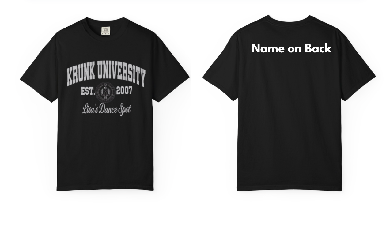 LDS 2026 KRUNK UNIV. Tee - Krunk Univ in Silver with white logo  (NAME ON BACK )