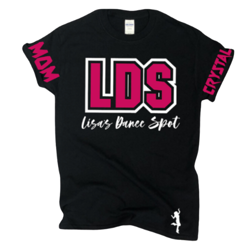 LDS logo T-Shirt Pink with name on each sleeve